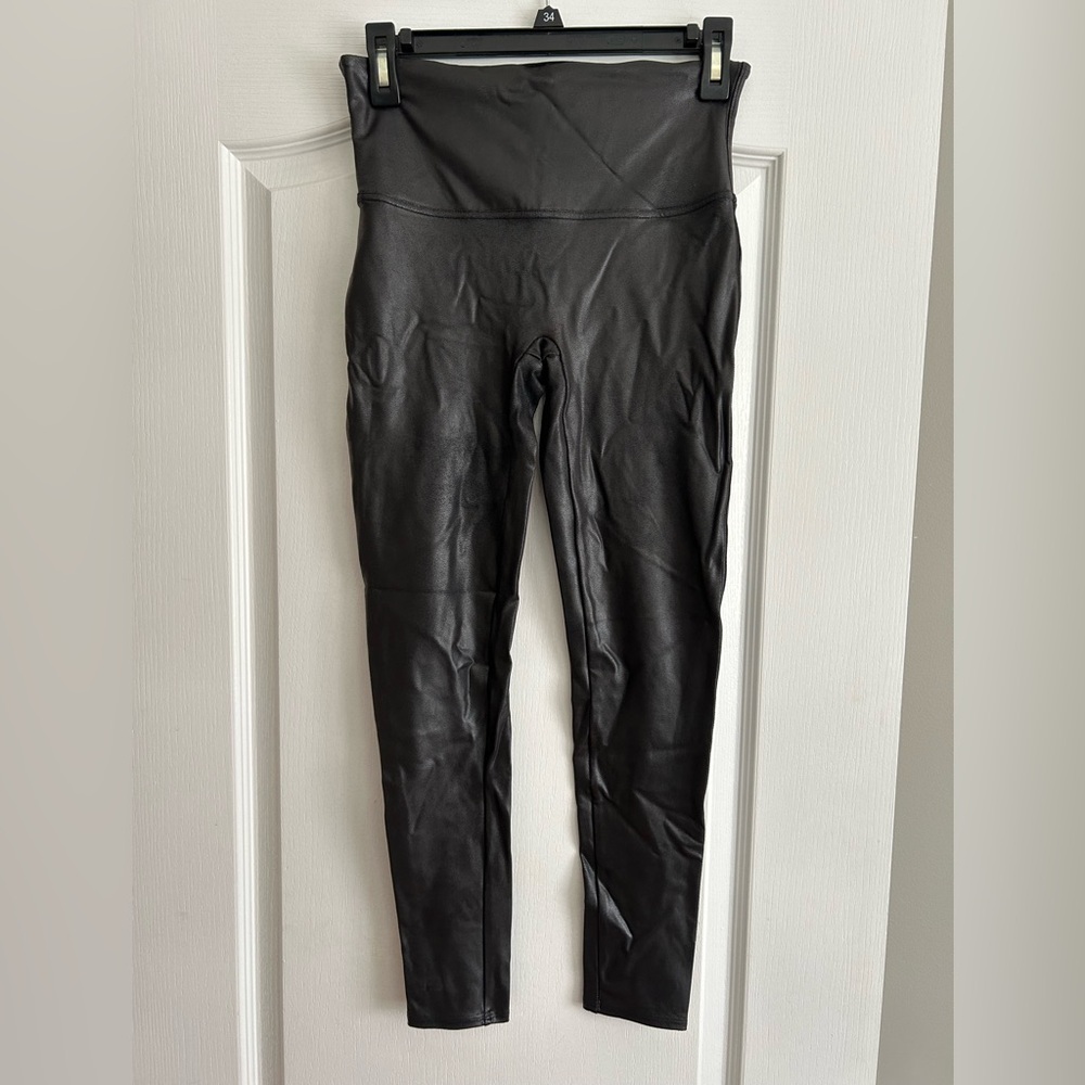 SPANX Black High-Waist Faux Leather Leggings